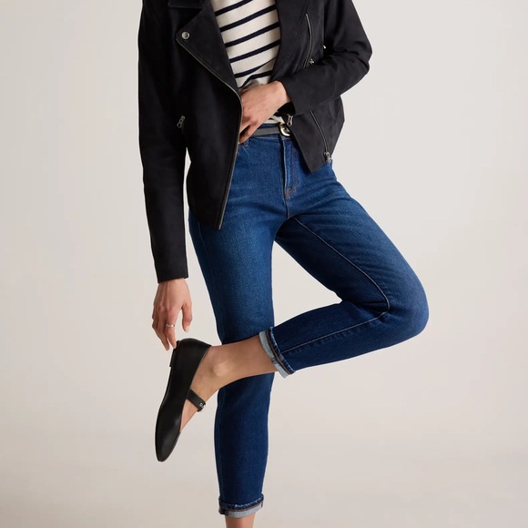 Quince Denim - Quince Luna Stretch Slim Boyfriend Jeans Stormy Blue Womens Size 27